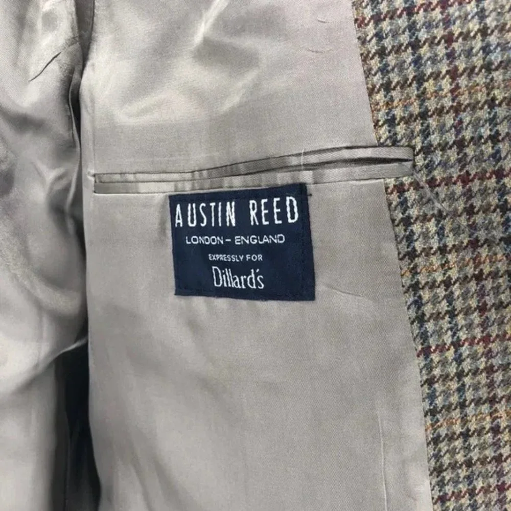 SOLD! Austin Reed Houndstooth Elbow Patch Blazer Size 43R - Picture 8 of 15